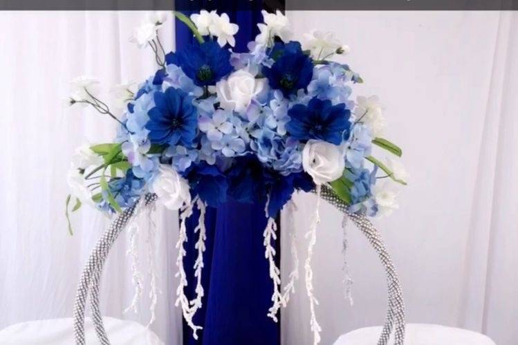 Blue and white table