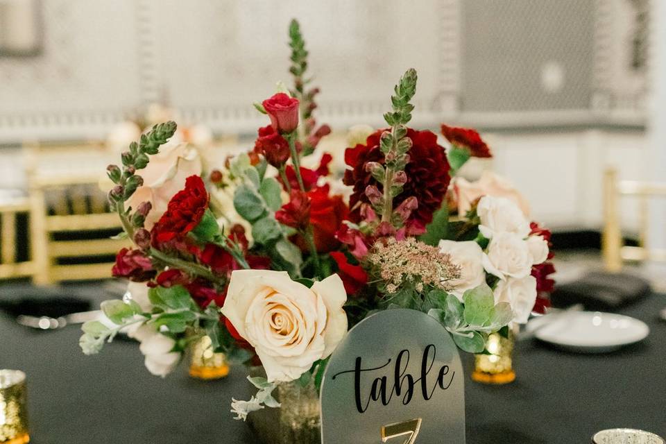 Gold accented centerpiece