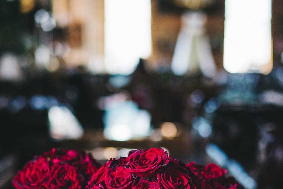 Red rose bridesmaids bouquets