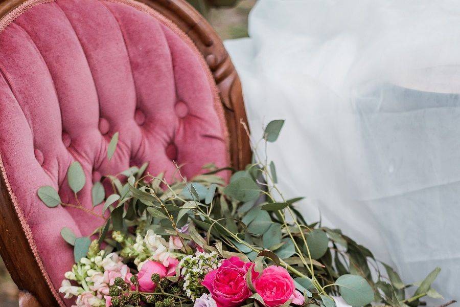 Lush pink and purple bridal bouquet