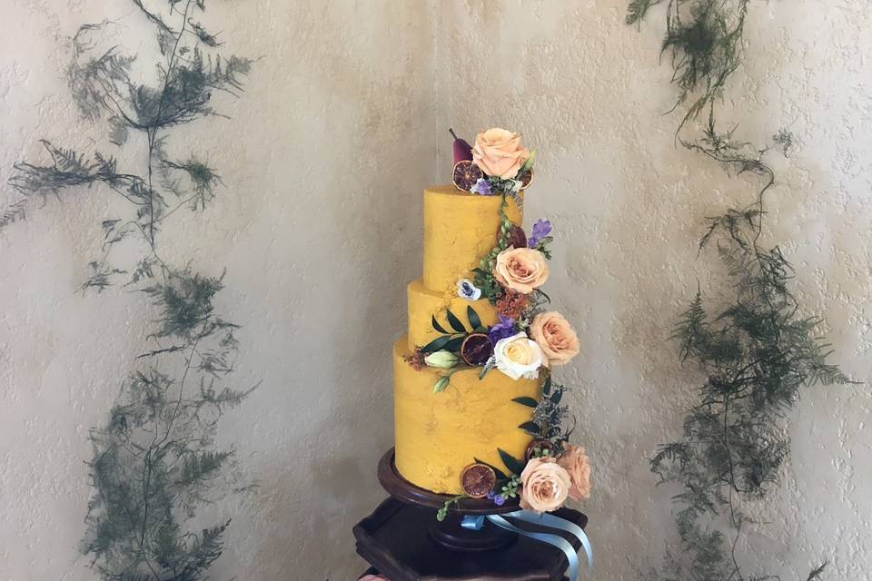 Cake flowers yellow peach