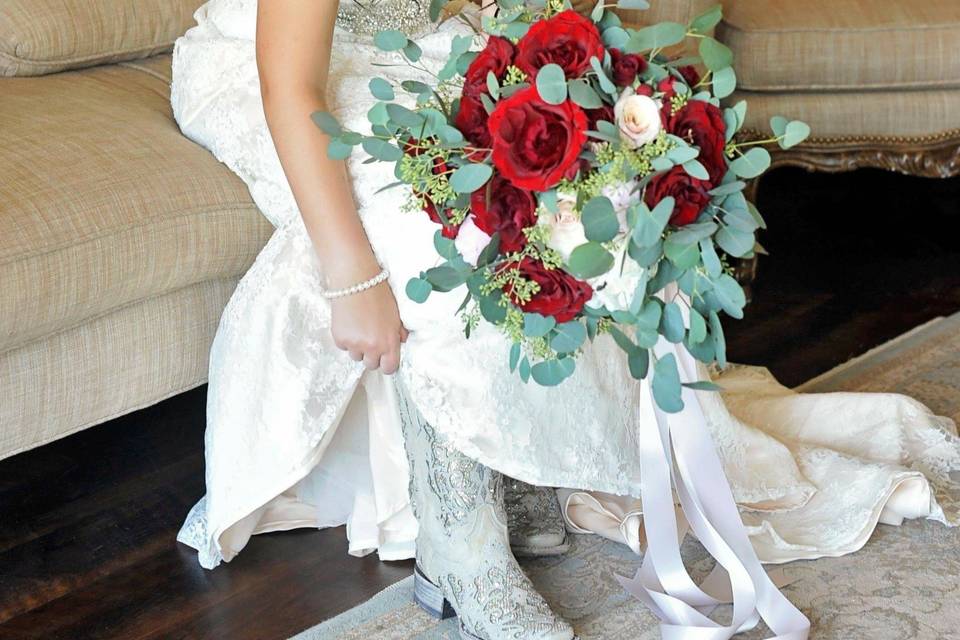 Burgundy and white bouquet