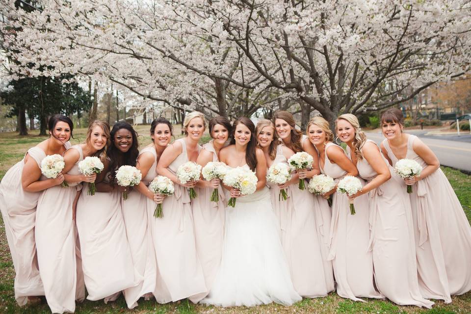 The bride with her bridesmaids