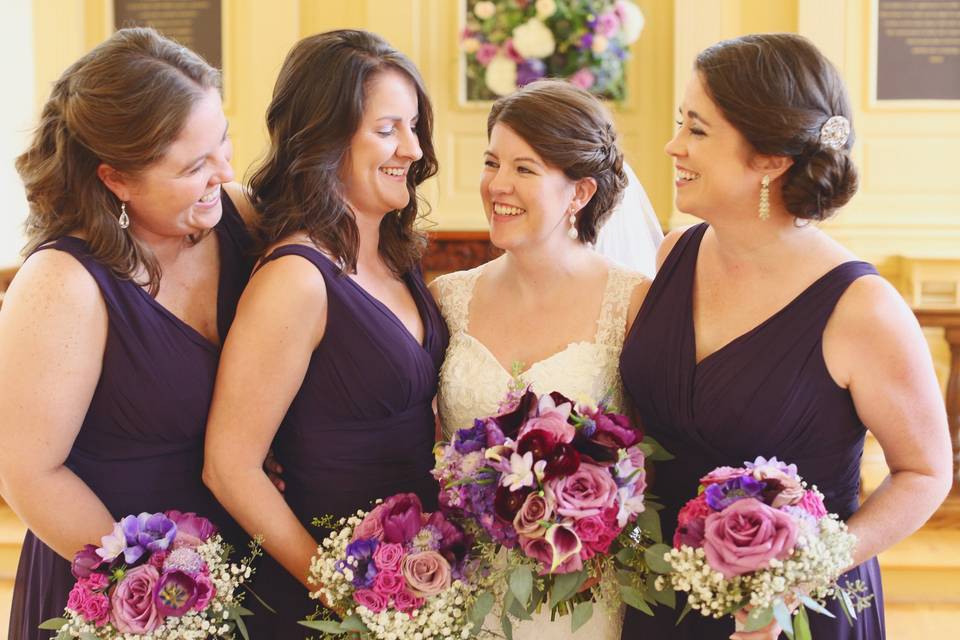 The bride with her bridesmaids