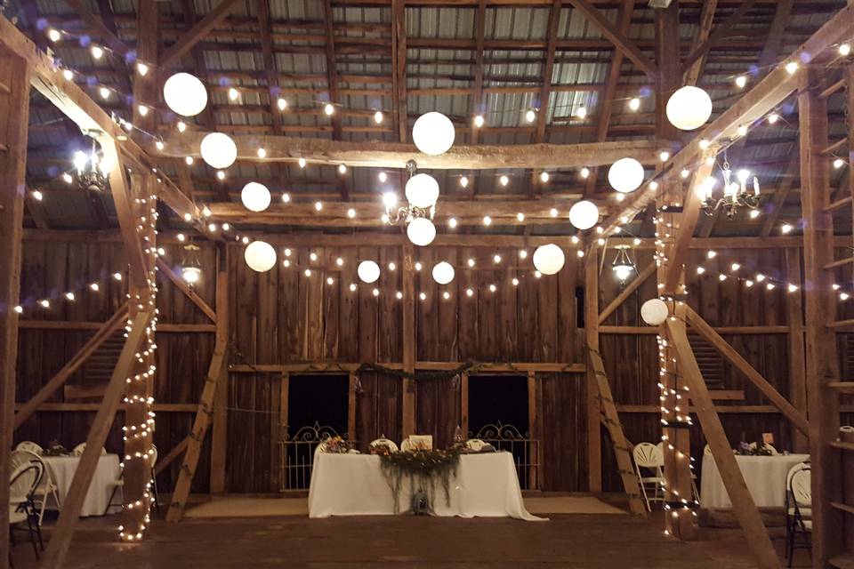 Sweetheart Table in Barn