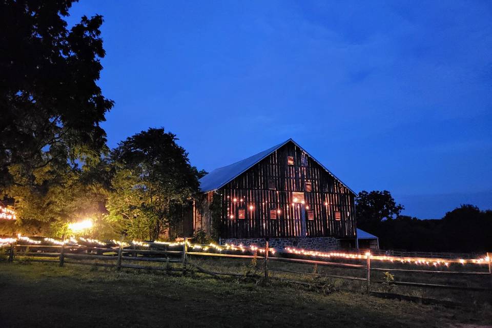 Barn at night