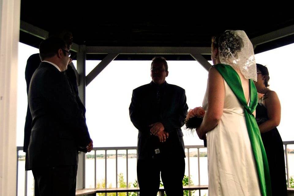 Officiating Christopher and Christina's wedding - Muskegon, Michigan. Custer Park. 9-1-12.