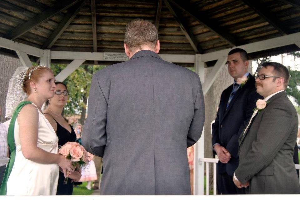 Officiating Christopher and Christina's wedding. Muskegon, Michigan - Custer Park. 9-1-12.