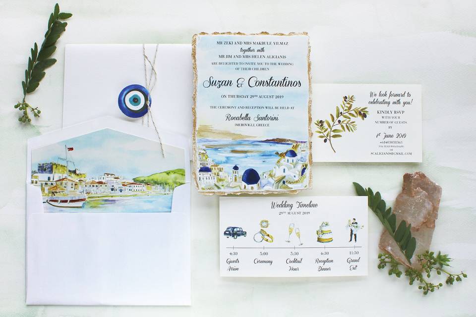 Greece Watercolor Invite