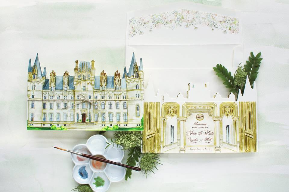 French Chateau Save the Date