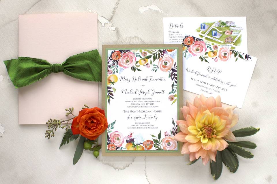 Peach Floral Invite