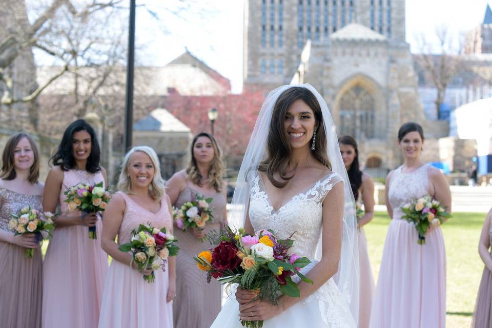Bride and maids at Yale