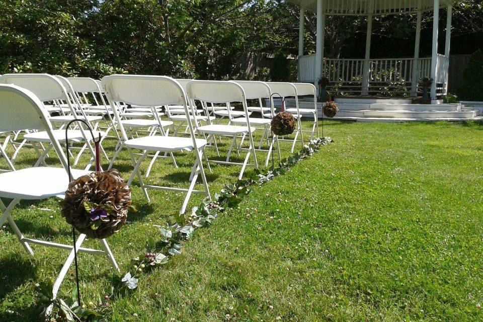 we can move the chairs for you from the ceremony to the reception while you greet your guests