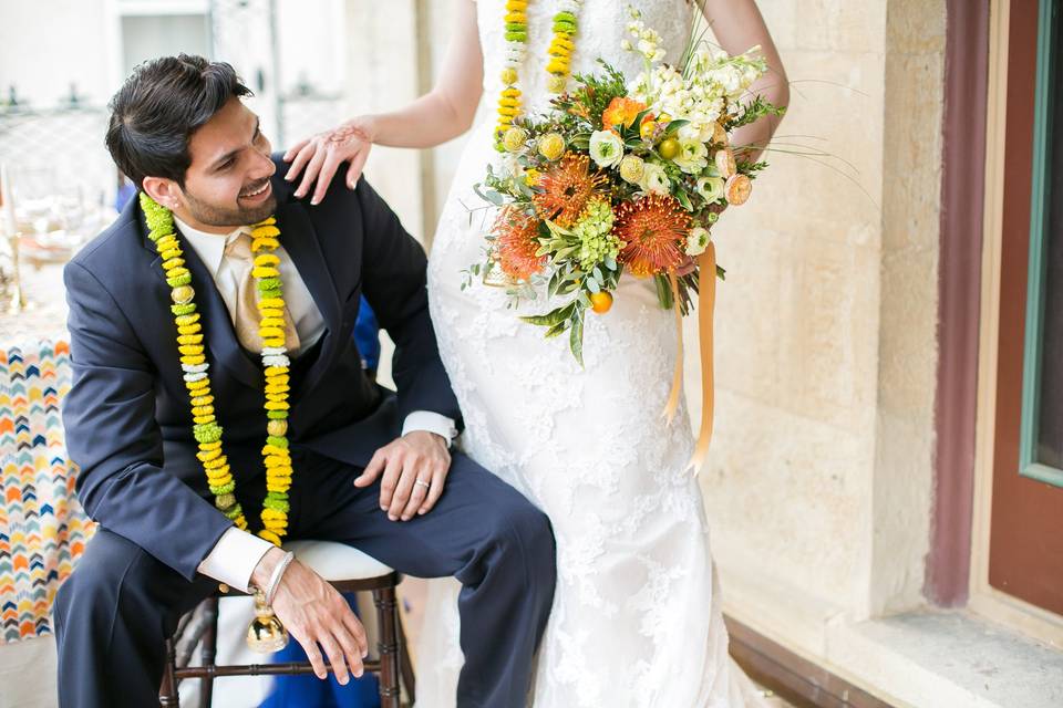 The bride and groom