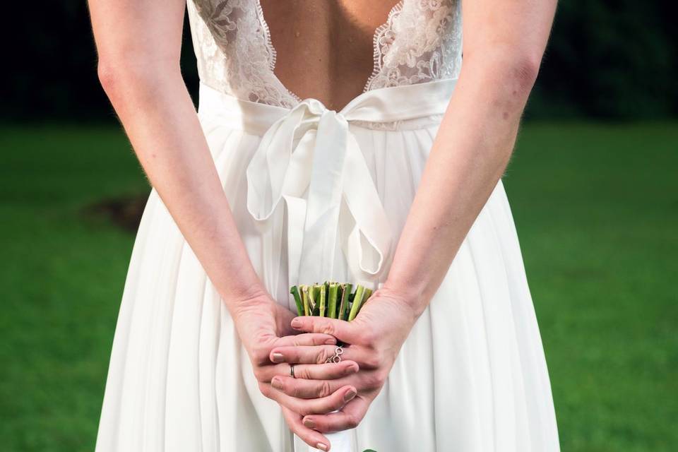 Pink and green bridal bouquet