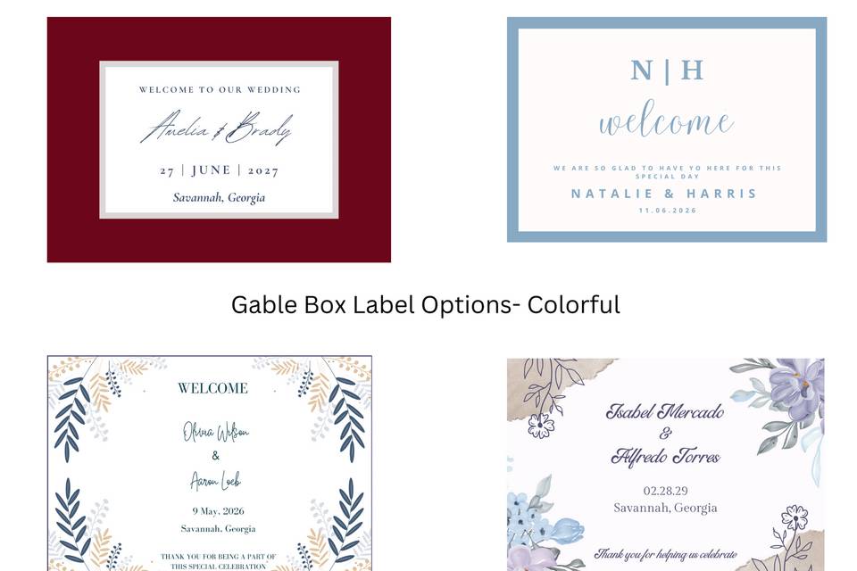 New! Wedding Box Labels