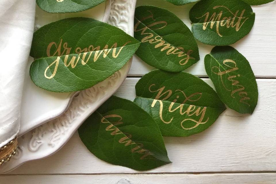 Lovely lettering on lemon leaves