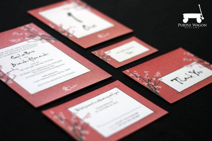 Asian-inspired wedding invitation and stationery