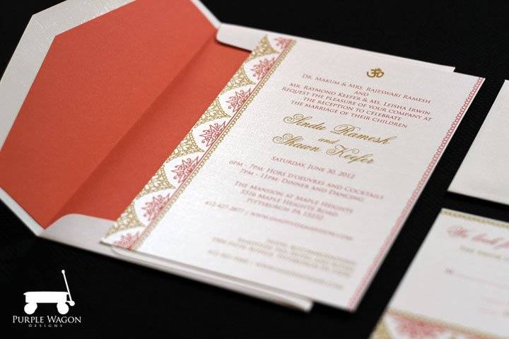 Wedding invitation package with Indian flair