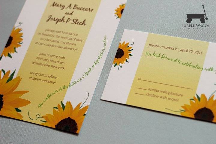 Sunflower-themed wedding invitation