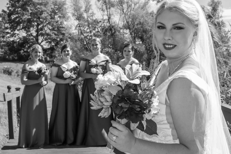 Bride and bridesmaids