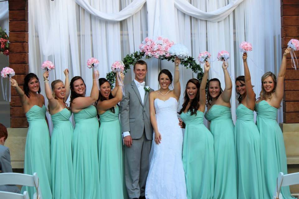 With the bridesmaids