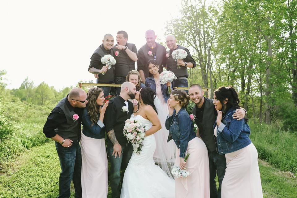 Newlyweds & bridal party