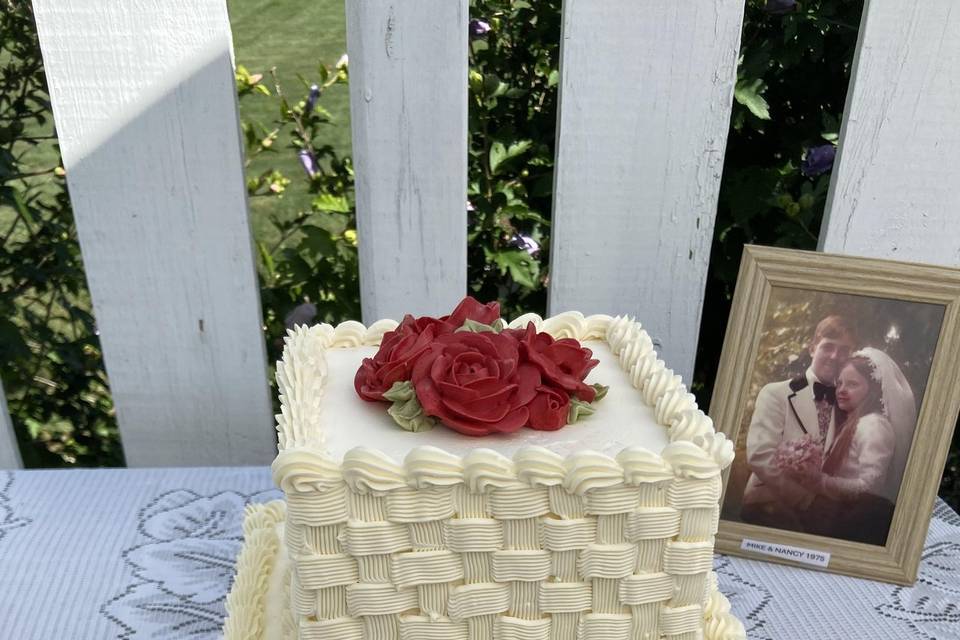 Basket weave anniversary cake