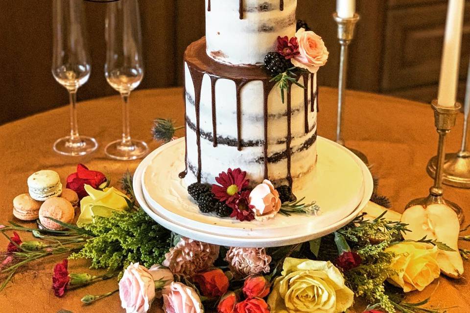 Semi naked elopement cake