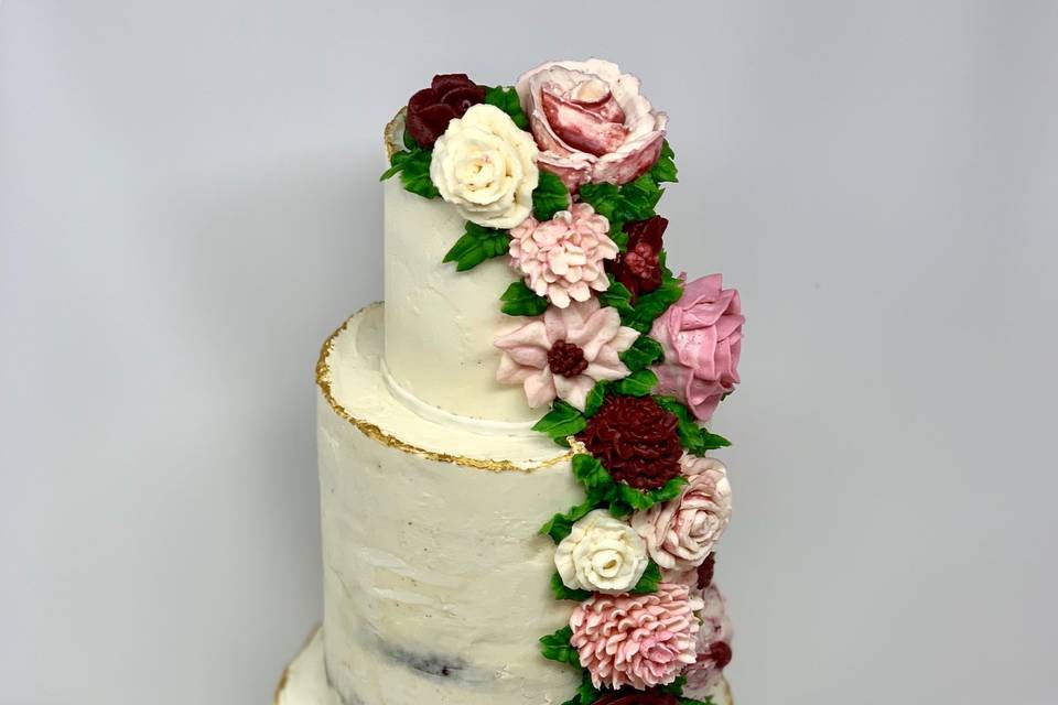 Cascading buttercream flowers