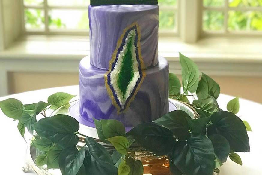Purple marble with green geode
