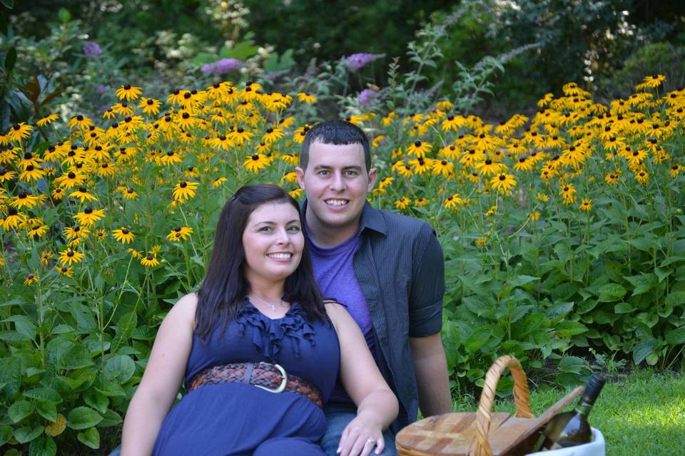 Anniversary pics with the black eyed susans in full bloom