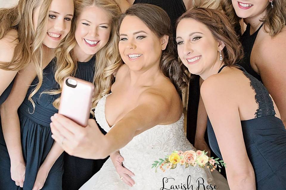 Bride and bridesmaids