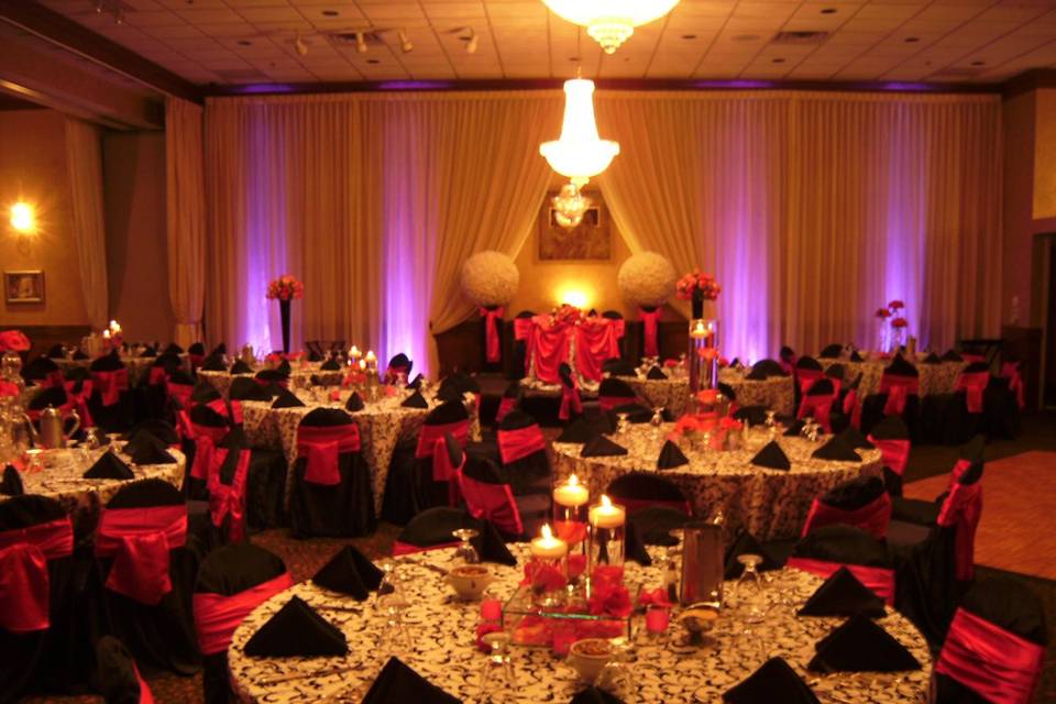 Black and red themed reception