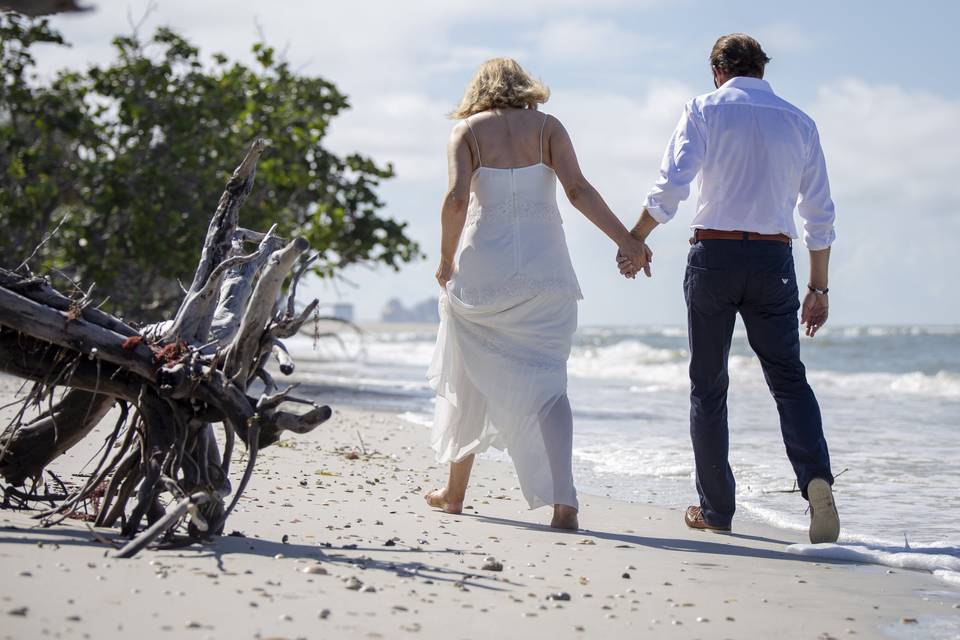 Walking along the beach