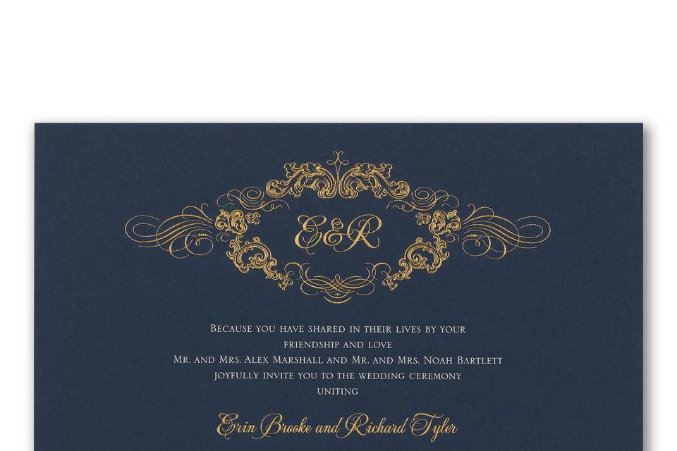 Gold and silver foil on a silver card