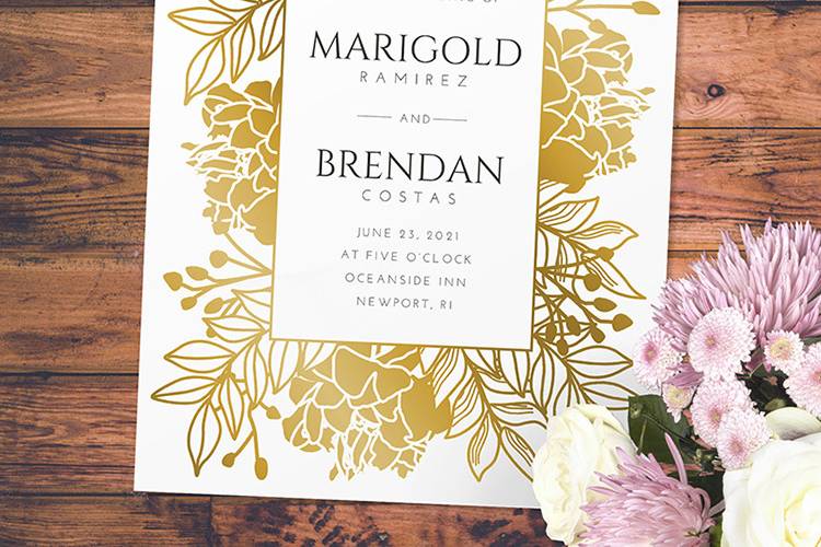 Gold Foil Floral Border