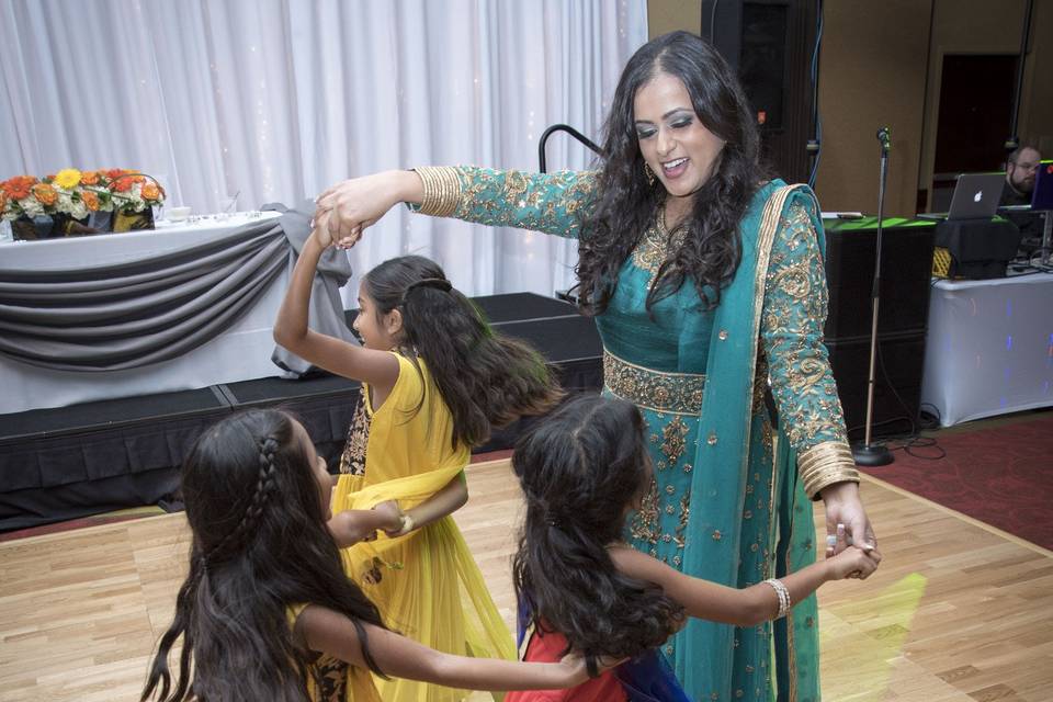 Bride and her junior bridesmaids