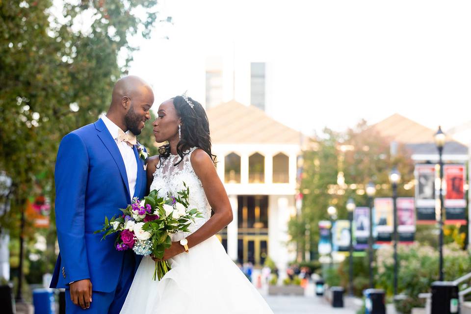 Couple outside venue