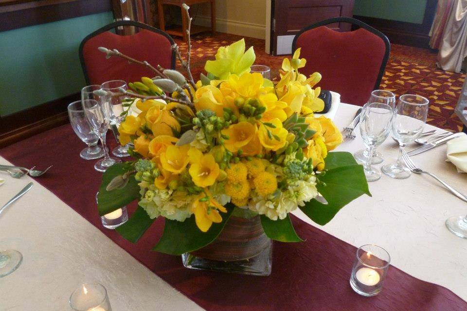 Yellow flowers on the table