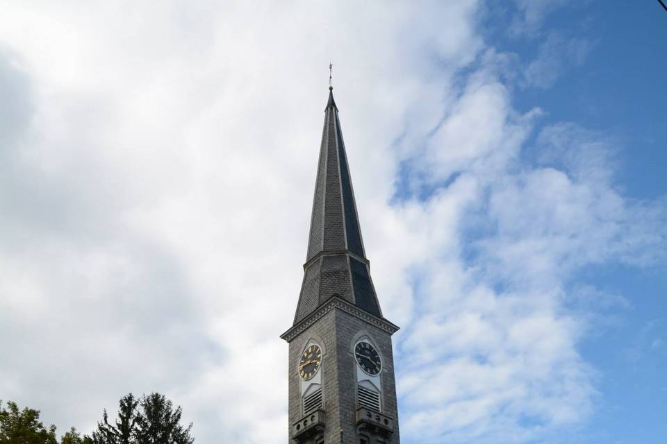 Outside the church