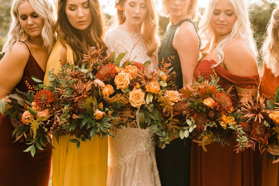 Fall floral bridesmaids