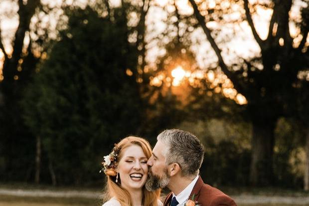 Copper gold orange florals