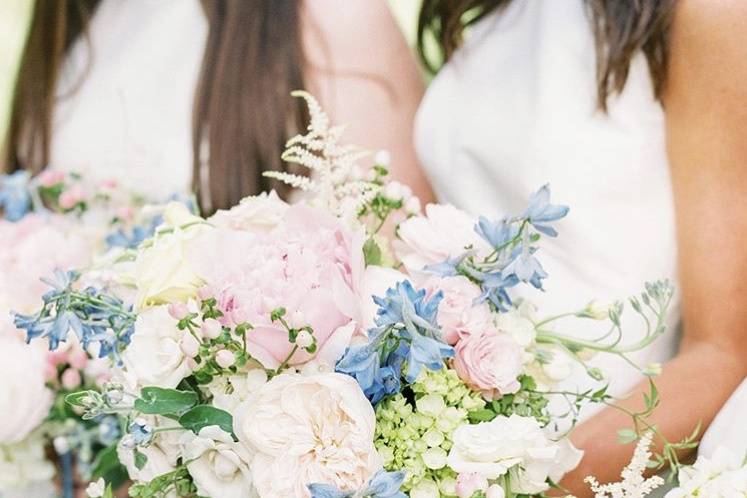 Blue and blush florals
