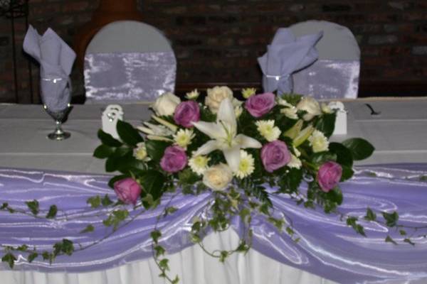 Table setup with centerpiece