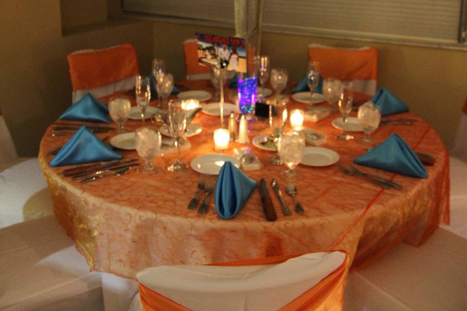 Table setup with centerpiece