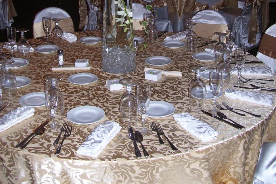 Table setup with centerpiece