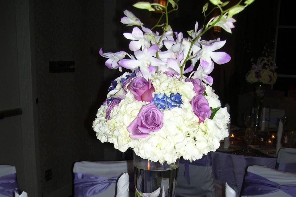 Table setup with centerpiece