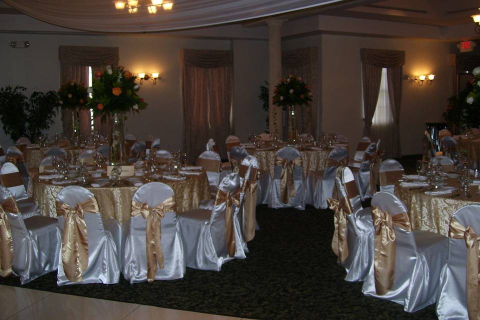 Table setup with centerpiece