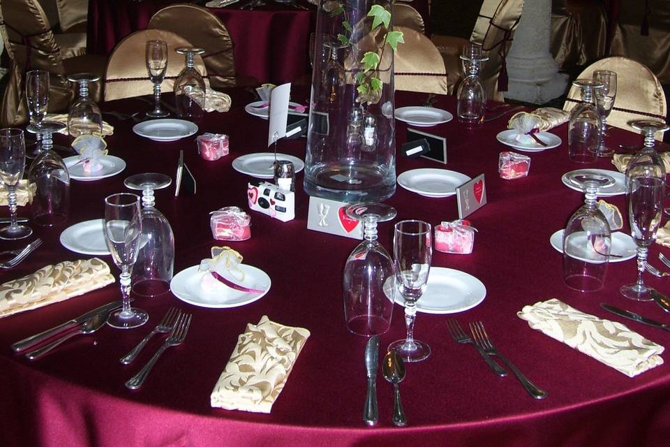 Table setup with centerpiece